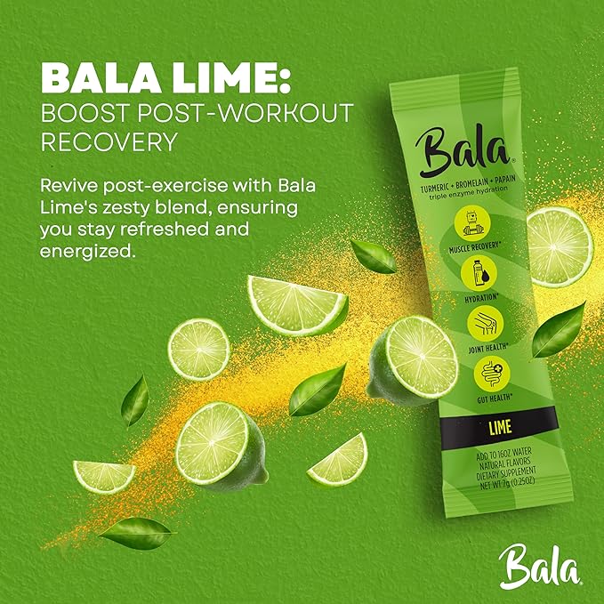 BALA Enzyme Hydration & Sugar-Free Drink Mix Powder - May contributes to Overall Wellness - Lime 0.25oz (30 Count)