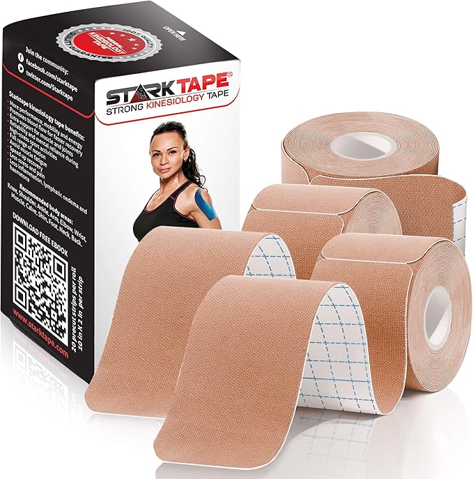 Kinesiology Tape Athletic Pro Sports - 3 Rolls, 60 Precut Strips, Latex-Free, for Muscle Support, Ankles, Wrists, Knees, Running, Tennis, Swimming. Stays Secure for Several Days