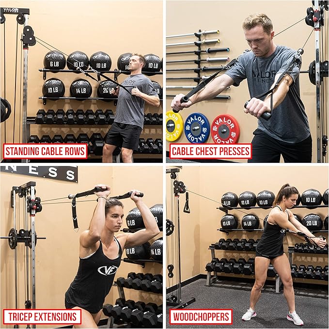 Valor Fitness BD-62 Wall Mounted Cable Machine with Adjustable Dual Pulley System Functional Home Gym Workout Equipment