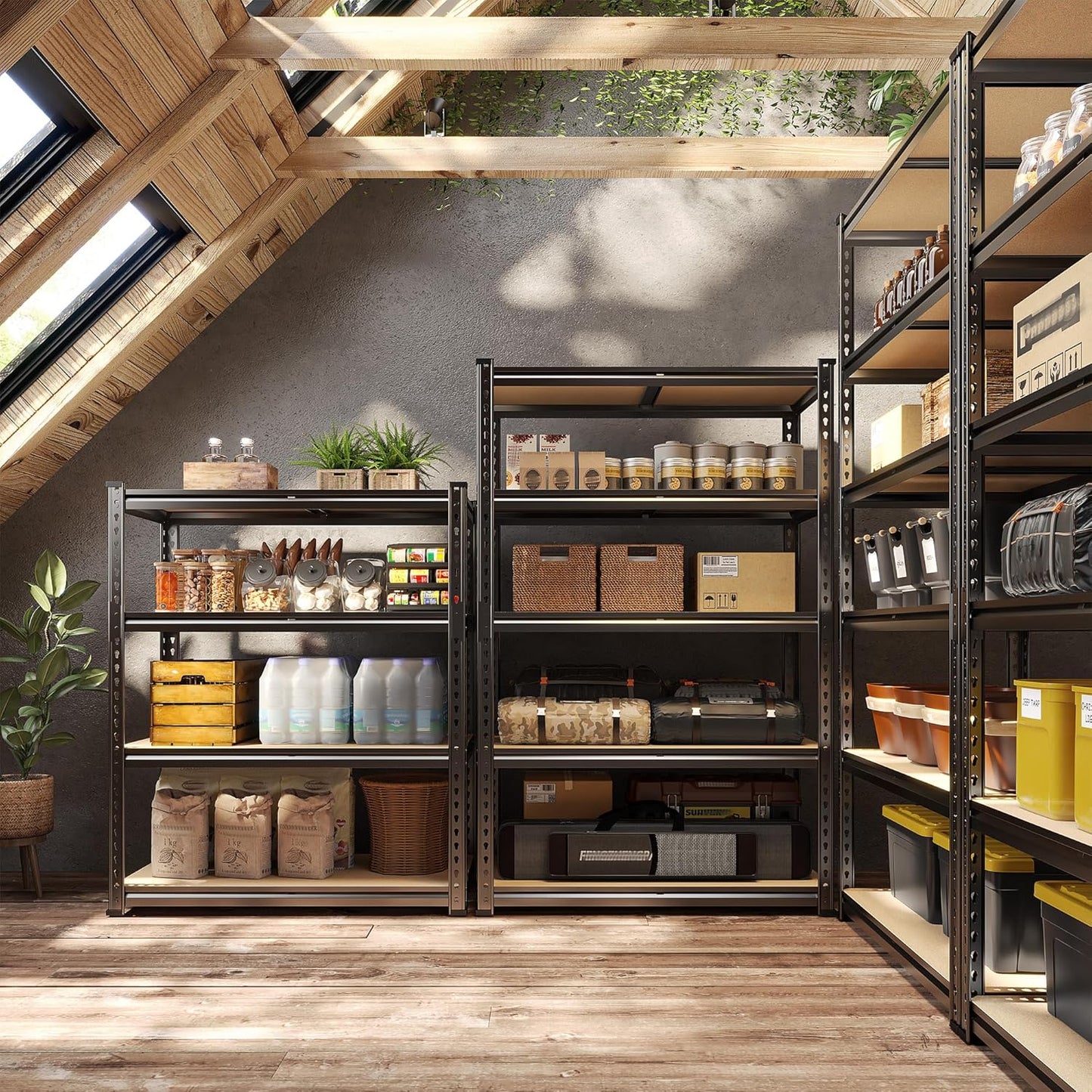 63" H Garage Shelving 31.5" W Storage Shelves Adjustable 2000LBS Metal Shelving Heavy Duty Garage Shelves for Pantry Kitchen Closet Basement Warehouse