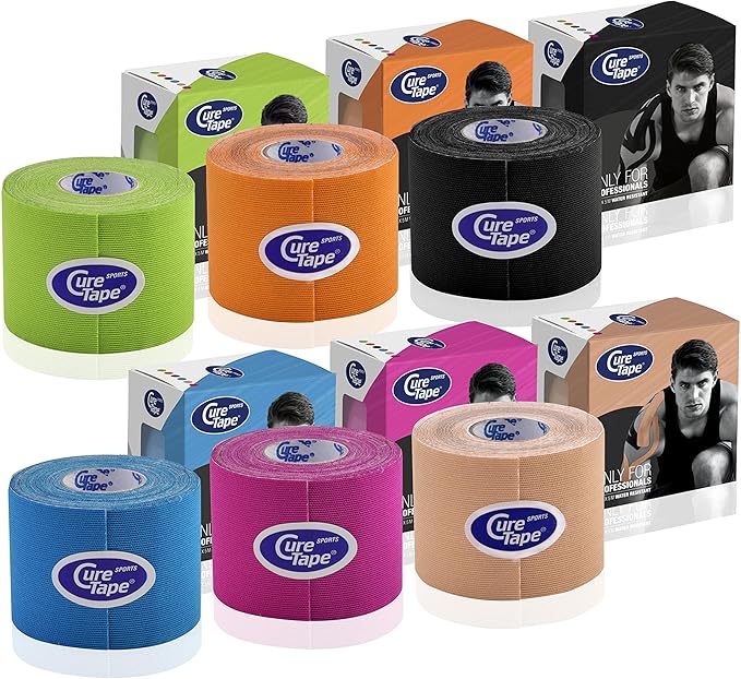 CureTape Sports | Kinesiology Tape for Muscle & Joint Pain | Elastic Therapeutic Tape | Waterproof Athletic Tape | Medical K Tape | 30% Stronger Adhesion | Orange | 2inx16ft | (Pack of 1)