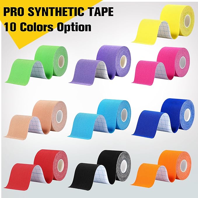 Pro Synthetic Kinesiology Tape 1 Roll, Athletic Sports Tape for Muscle Joint Support, Pain Relief for Knee Elbow Wrist Ankle Plantar Fasciitis, 2 in x 16.4 Ft, Purple
