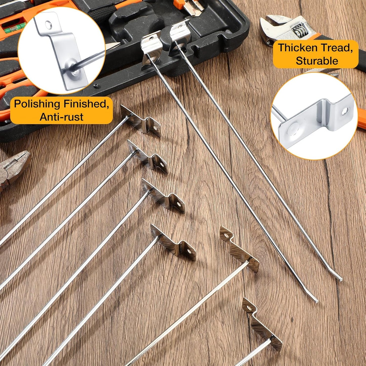 Moxweyeni 100 Pcs Heavy Duty Slatwall Panel Hooks Hanging Metal Slat Wall Hanging Hooks Silver Slat Wall Hanger Commercial Grade Slatwall Pegs Accessories for Shop Retail Display (11.8inch)