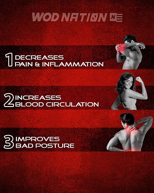 WOD Nation Kinesiology Tape Roll 6-Pack Latex Free, Waterproof Athletic and Sports Tape for Pain Relief - Supports & Stabilizes Knee, Muscles, Joints - 2in x 16.4ft Per Roll, Black