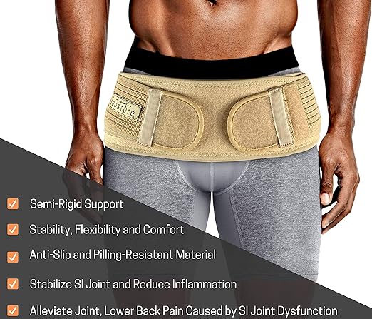 Sacroiliac Hip Belt for Women and Men That Alleviates Sciatic, Pelvic, Lower Back, Leg and Sacral Nerve Pain Caused by Si Joint Dysfunction| Trochanter Brace (Regular, Nude)