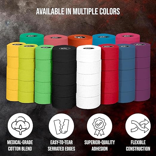 Ringside 1" Athletic Trainers Tape, Cotton Kinesiology Tape for Combat Sports, Adhesive, 30 Foot Rolls, Yellow, 5 Pack