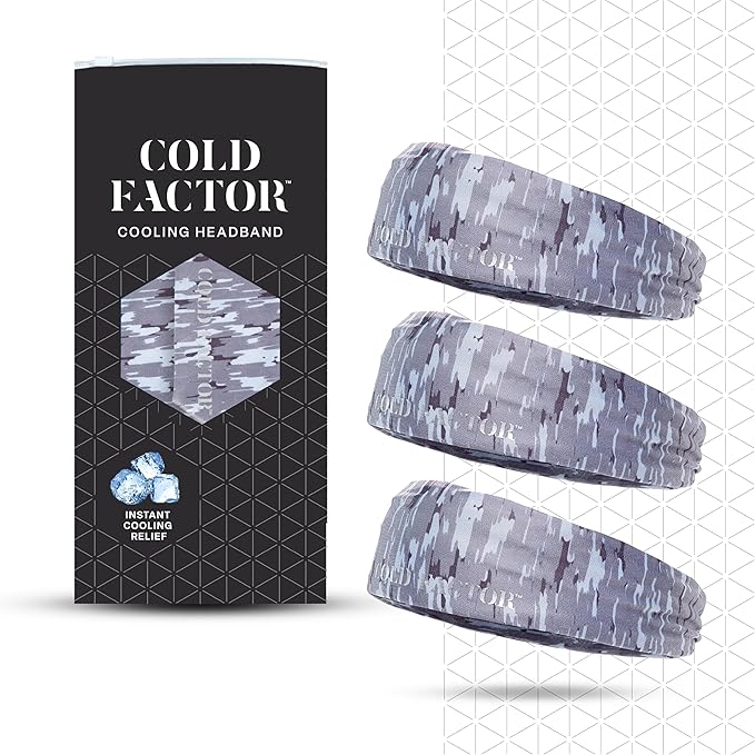 COLD FACTOR Instant Cooling Headband 3 Pack | Advanced Evaporative Comfort for Sports & Outdoor | UPF 50+ Protection | Long-Lasting Coolness | Ideal for Fitness, Hiking, Yoga, & Running