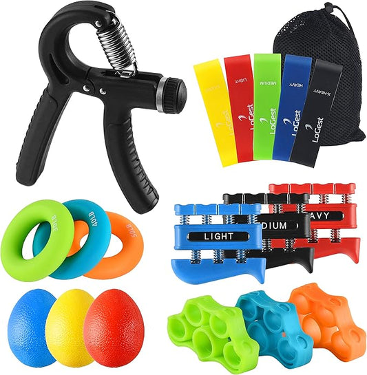 Hand Grip Strengthener Set Forearm Adjustable Resistance Hand Gripper, Finger Exerciser, Finger Stretchers, Grip Rings Hand Exerciser, Stress Relief