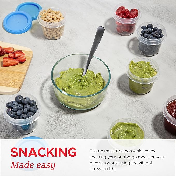 Tafura 4 Oz. Small Containers with Lids [12 Pack] Snack Containers with Twist Top Lids | Condiment Containers for Puree, Snacks, and More | Reusable Small Plastic Food Storage Containers, BPA Free