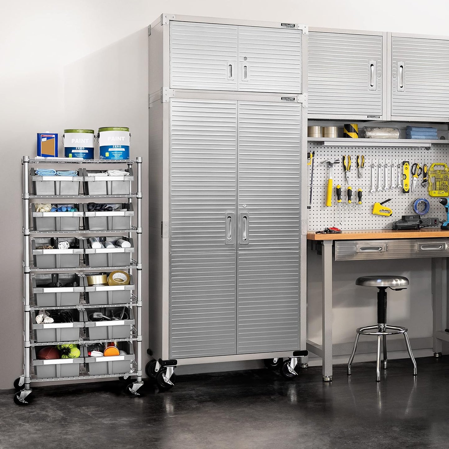 Seville Classics Heavy Duty NSF Bin Rack Solid Steel Wire Shelving Storage Unit, Patented Organizer for Garage, Warehouse, Office, Restaurant, Classroom, Kitchen, Gray, Includes 12 Bins