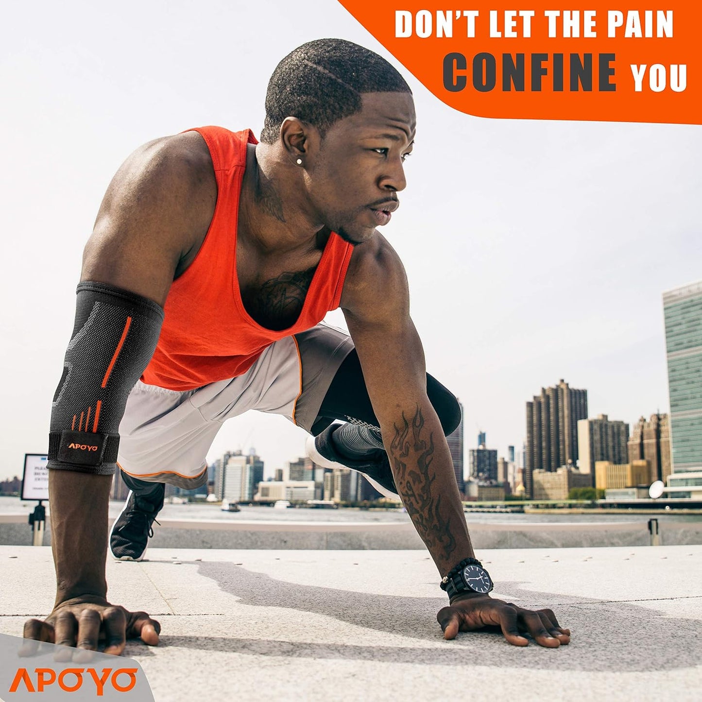 APOYO Elbow Brace for Tendonitis and Tennis Elbow, (Pair) Compression Sleeve for Arthritis, Workouts, Reduce Joint Pain During Fitness Activity (Large)