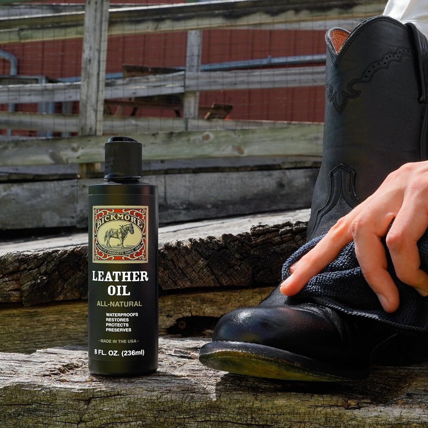 Leather Oil Leather Conditioner 8oz | Waterproofs, Protects, and Restores Boots, Jackets, Auto, Furniture, and All Leather Goods | Made in The USA