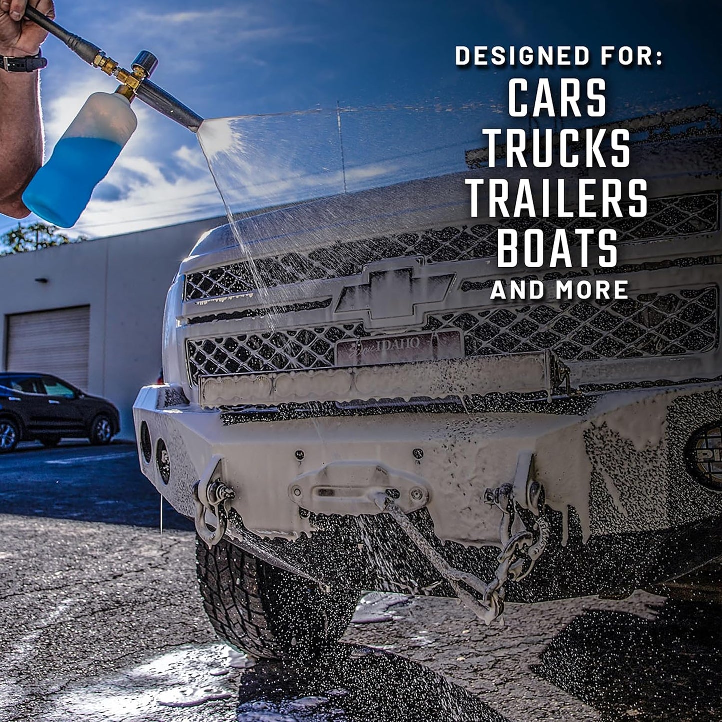 Slick Products Wash & Wax Extra Thick Foaming Cleaning Solution Motorcycle, Truck, Trailer, Boat, Car Wash Soap - Works With Foam Cannon, Foam Gun, Sprayers, Buckets, 16 oz., Tropical Scent