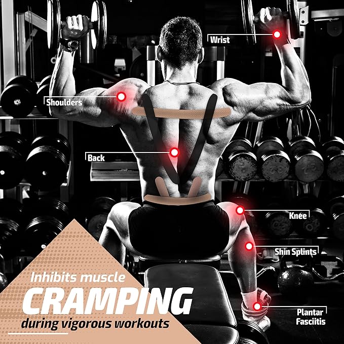 Physix Gear Cotton Kinesiology Tape Roll 16ft, Latex-Free Athletic Tape for Muscles/Joints, Waterproof Kinesiolgy, Stretchy Kinesiologytape, Gentle on Skin Kiniseaology Tape, Kinesology Tape