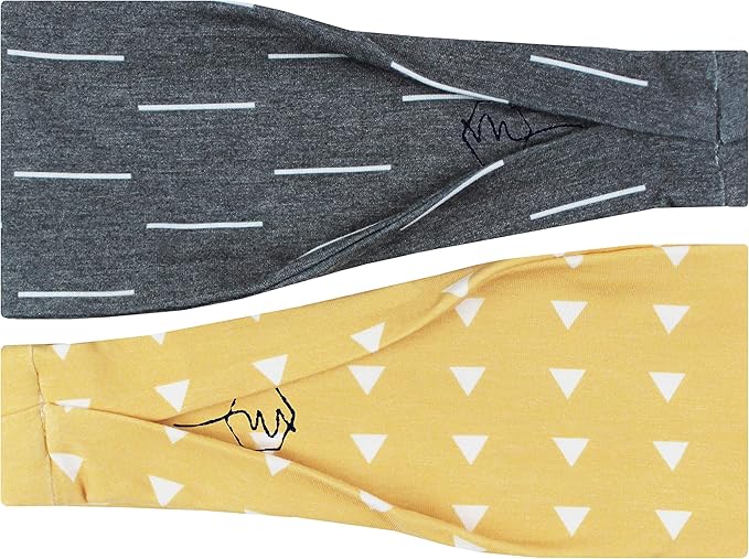 Maven Thread Workout Headbands for Women, 2Pack - 4 inch Thick Wide, Non Slip Sweatbands for Women, Ideal for Exercise, Gym Hairband for Athletic Workouts and Yoga, Black Marble