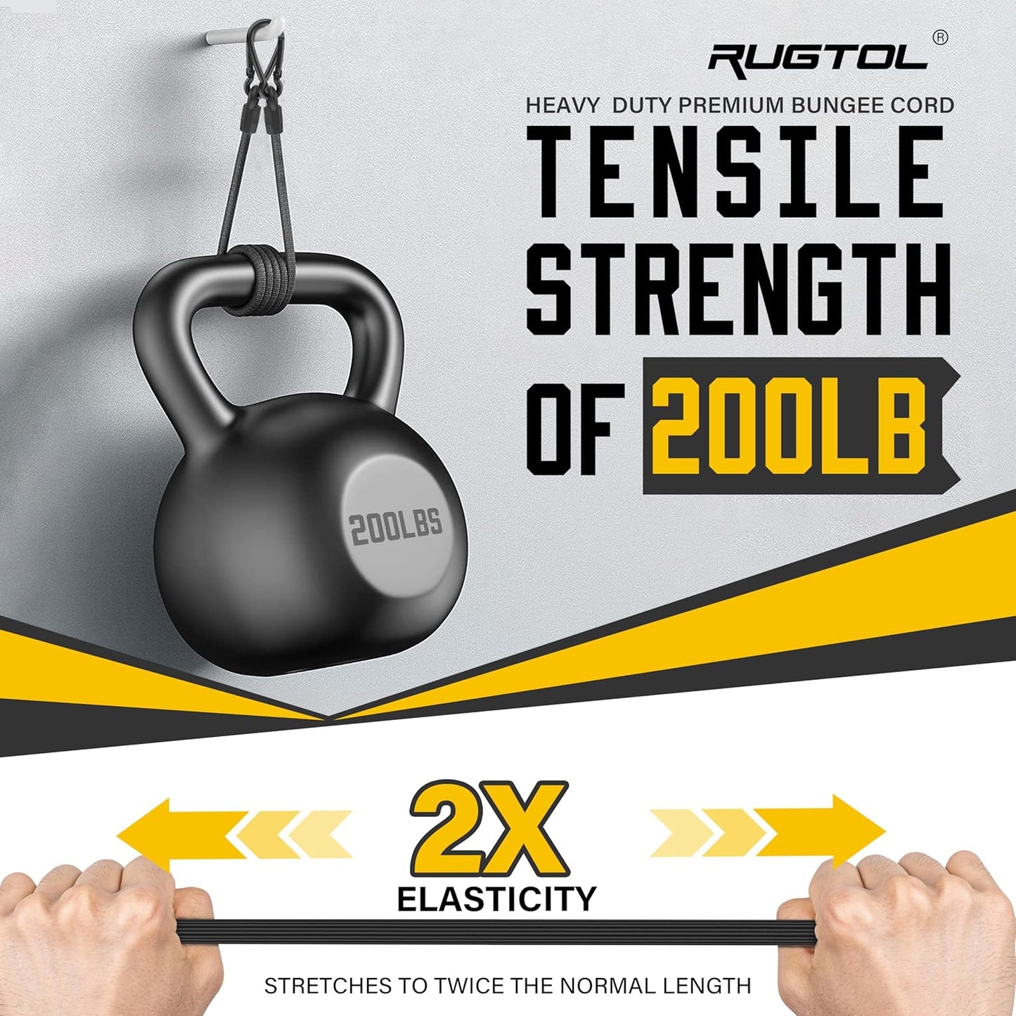 Adjustable Bungee Cords with Hooks, 6 Pack Heavy Duty Outdoor Carabiner Bungee Cord, Black Super Elastic Bungee Straps Easily Adjust from 7" to 12", Great for Cargo, Camping, Bike Racks, Tents