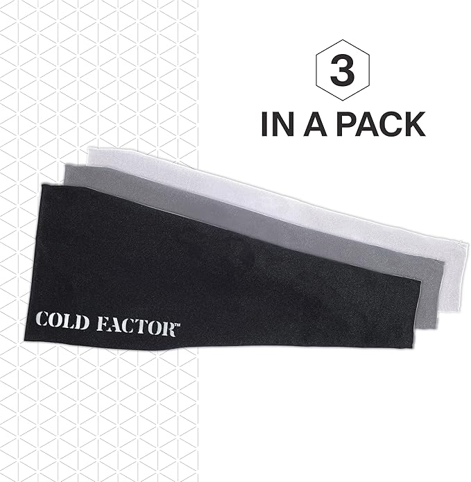 COLD FACTOR Instant Cooling Headband 3 Pack | Advanced Evaporative Comfort for Sports & Outdoor | UPF 50+ Protection | Long-Lasting Coolness | Ideal for Fitness, Hiking, Yoga, & Running