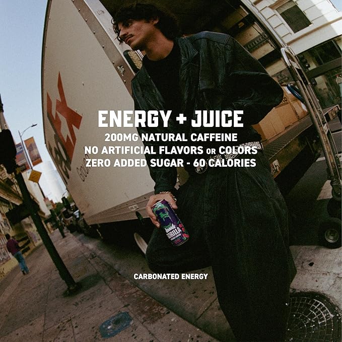 Gorilla Energy Drink, Cherry Berry, 200mg Natural Caffeine, Real Fruit Juice Squeezed & Concentrated, L-Theanine, Taurine, Ginseng, Acetyl L-Carnitine, No Added Sugar and No Artificial Colors, 12 Pack
