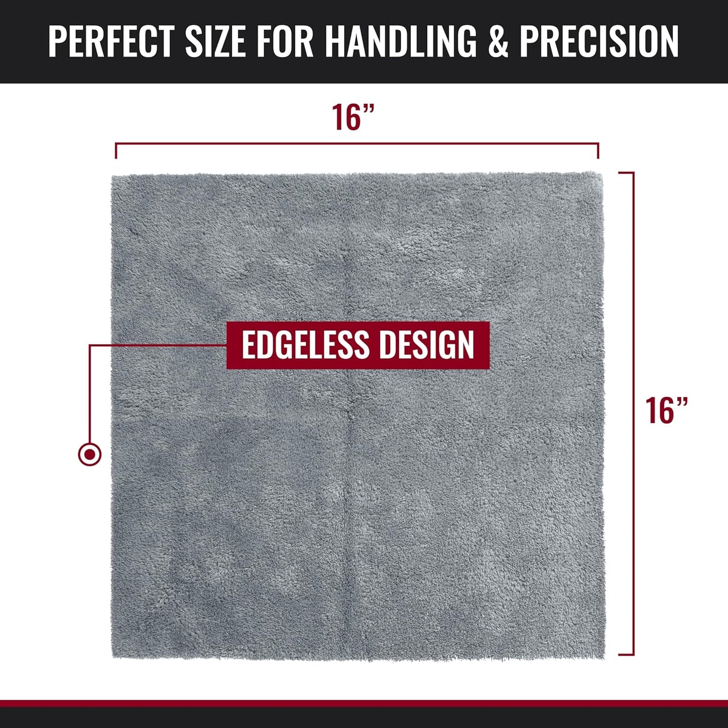 Microfiber Cleaning Cloth - The Gray Beast Towels, Streak-Free Cleaning Rags for Car Wash and Housekeeping, Ultra-Absorbent with Cut Edges to Avoid Scratches (Pack of 5, 16"x16")