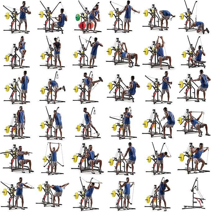 Sunny Health & Fitness Multifunctional Strength Training Home Gym – Complete Workout Equipment with Training Attachments, Optional Squat Stand, Power Rack Cage, Adjustable Incline Bench