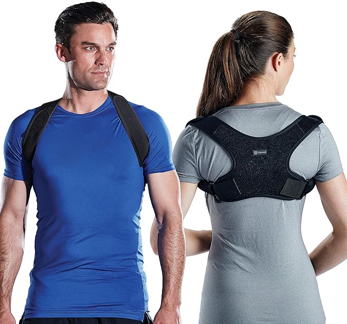 Gaiam Restore Posture Corrector for Women & Men - Back Straightener Adjustable Straps Compact Brace Support for Clavicle, Neck, Shoulder, Invisible Pain Relief