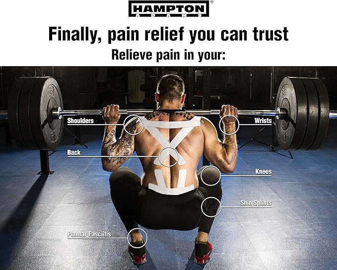 Hampton Adams | As Seen on Shark Tank | Elastic Kinesiology Tape (2-Pack) | Uncut Athletic Tape Supports & Protects Muscles Knees Shoulders & Plantar Fasciitis | Waterproof Hypoallergenic (White)