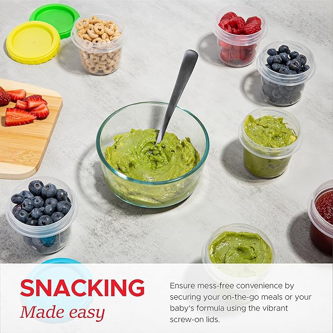 Tafura 4 Oz. Small Containers with Lids [12 Pack] | Condiment Containers for Puree, Snacks, and More | Reusable Small Plastic Food Storage Containers, BPA Free