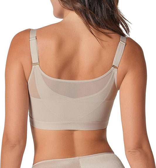 Leonisa Posture Corrector Bra, Wireless Front Closure Posture Bra with Contour Cups – Back Support and Everyday Comfort