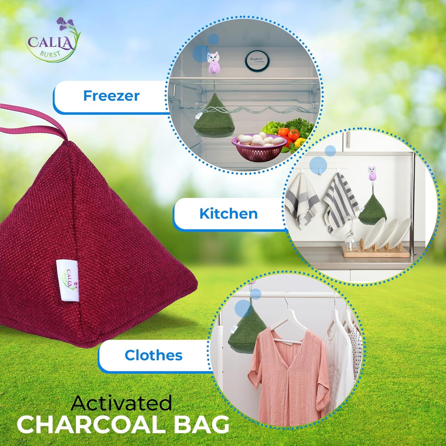 4 Pack Bamboo Charcoal Air Purifier Bags 200 Grams Each - Odor Absorber & Eliminator for Home, Car, Pets, Activated Charcoal Natural Freshener, Eco-Friendly & Reusable (Fall Colors)