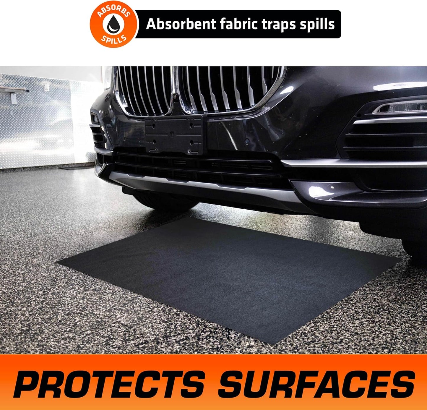 Armor All Premium Oil Spill Mat, Garage Floor Maintenance Mat (30" x 59") (6-Pack), Absorbent Oil Pad, Reusable, Washable, Durable, Waterproof Backing Contains Liquids, Protects Surface (USA Made)