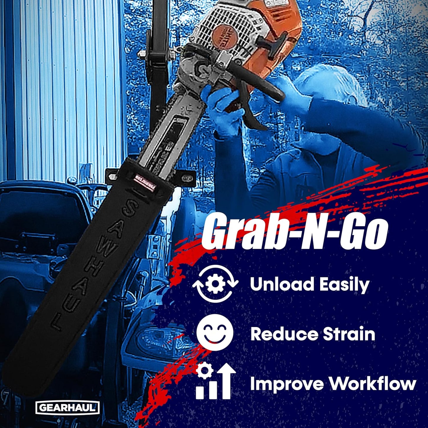 SawHaul Snap-Lok Universal Chainsaw Carrier Kit for Tractors and Skid Steers – 20 Inch Black Scabbard with Rotating Mount – Compatible with All Chainsaw Brands – Made in USA