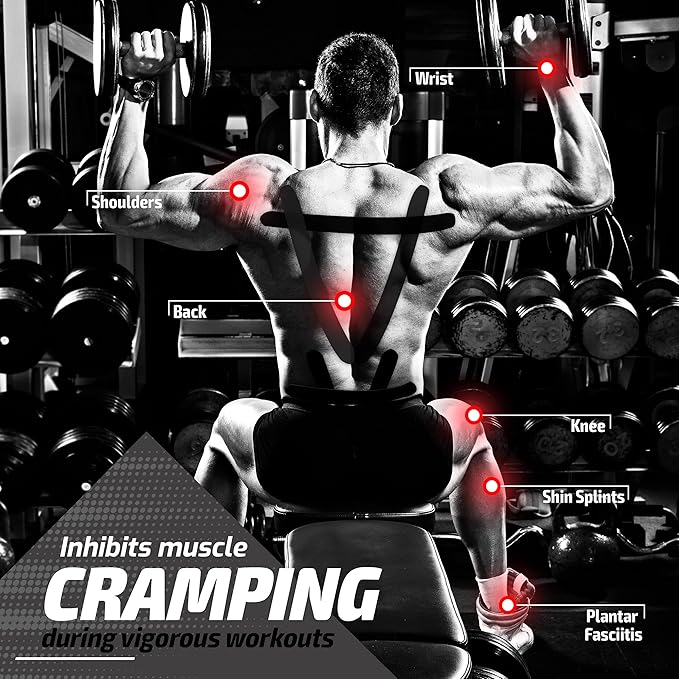 Physix Gear Cotton Kinesiology Tape Roll 16ft, Latex-Free Athletic Tape for Muscles/Joints, Waterproof Kinesiolgy, Stretchy Kinesiologytape, Gentle on Skin Kiniseaology Tape, Kinesology Tape