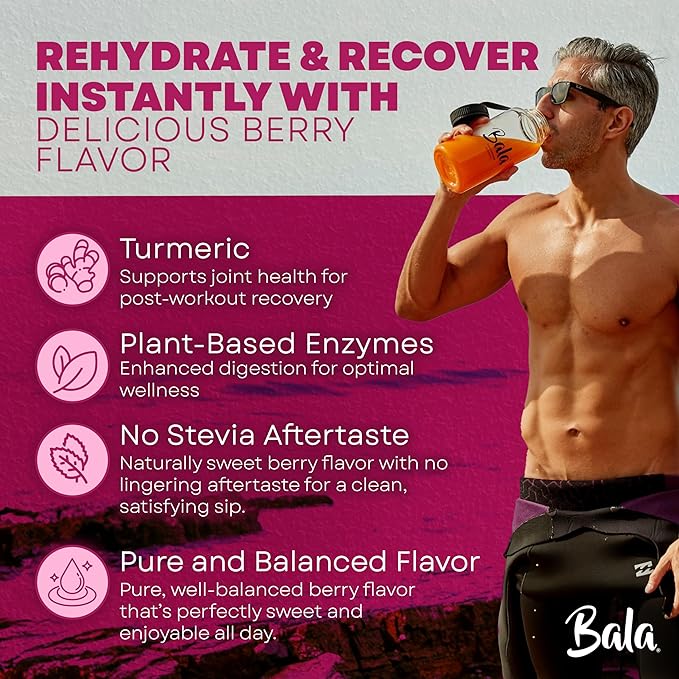 BALA Enzyme Hydration & Sugar-Free Drink Mix Powder - may contributes to overall wellness - Berry 0.25oz (30 Count)