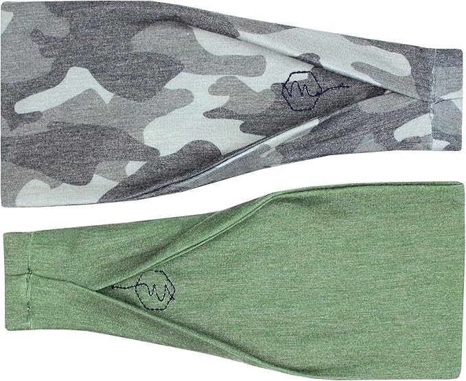 Maven Thread Workout Headbands for Women, 2Pack - 4 inch Thick Wide, Non Slip Sweatbands for Women, Ideal for Exercise, Gym Hairband for Athletic Workouts and Yoga, Black Marble