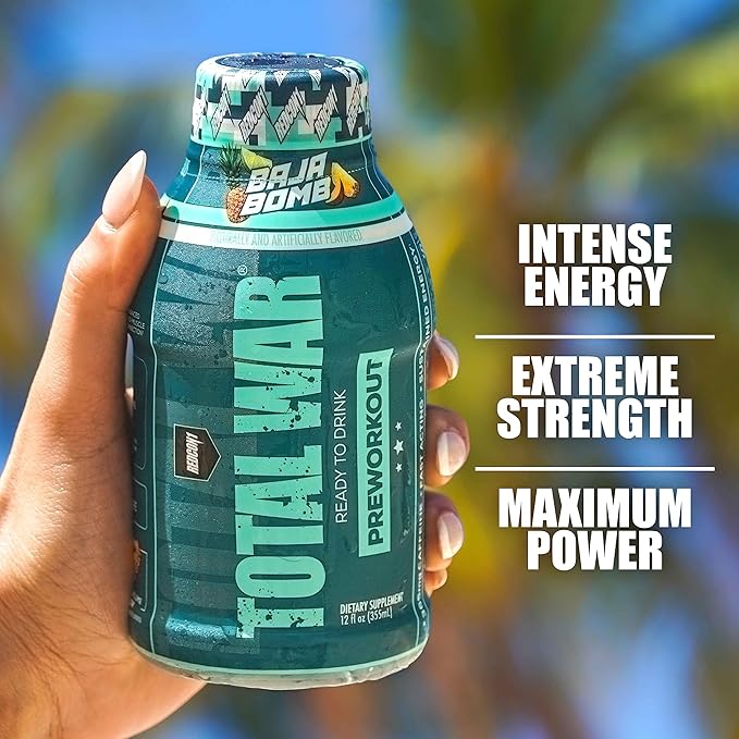 REDCON1 Total War Ready to Drink Preworkout, Vice City - 350mg of Fast Acting RTD Caffeine - Beta Alanine + Citrulline Malate for Increased Pump - Keto Friendly Workout Drink (12 Servings)