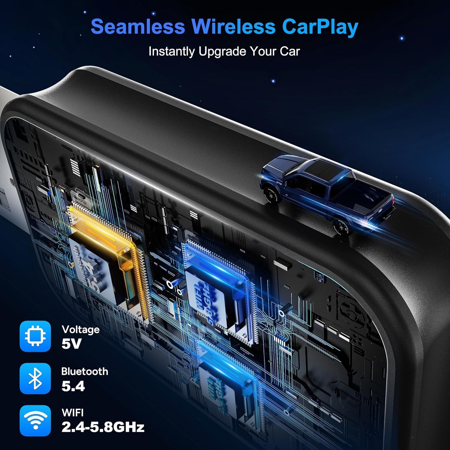 Wireless CarPlay Adapter 2025 Mini Size Multi-User Dongle Seamless Car Bluetooth Carplay Adapter for iPhone and Vehicle USB & Type-C Plug and Play Car Play Wire to Wireless No Delay Auto Connect