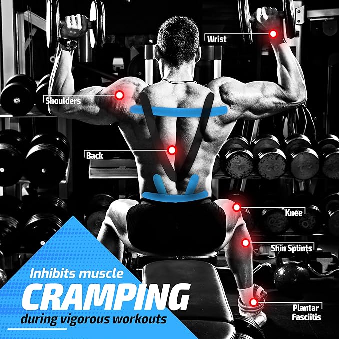 Physix Gear Cotton Kinesiology Tape Roll 16ft, Latex-Free Athletic Tape for Muscles/Joints, Waterproof Kinesiolgy, Stretchy Kinesiologytape, Gentle on Skin Kiniseaology Tape, Kinesology Tape