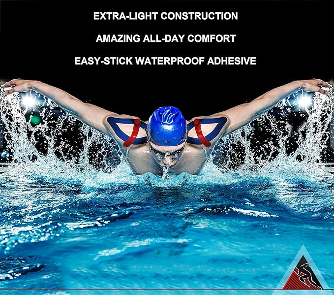 Original Kinesiology Athletic Tape. Professional Sports Tape for Ankle Wrist Knee Shoulder Muscles Joints. Latex Free, Waterproof, Stretchy, and Gentle on Skin. Up to 115 ft/Roll