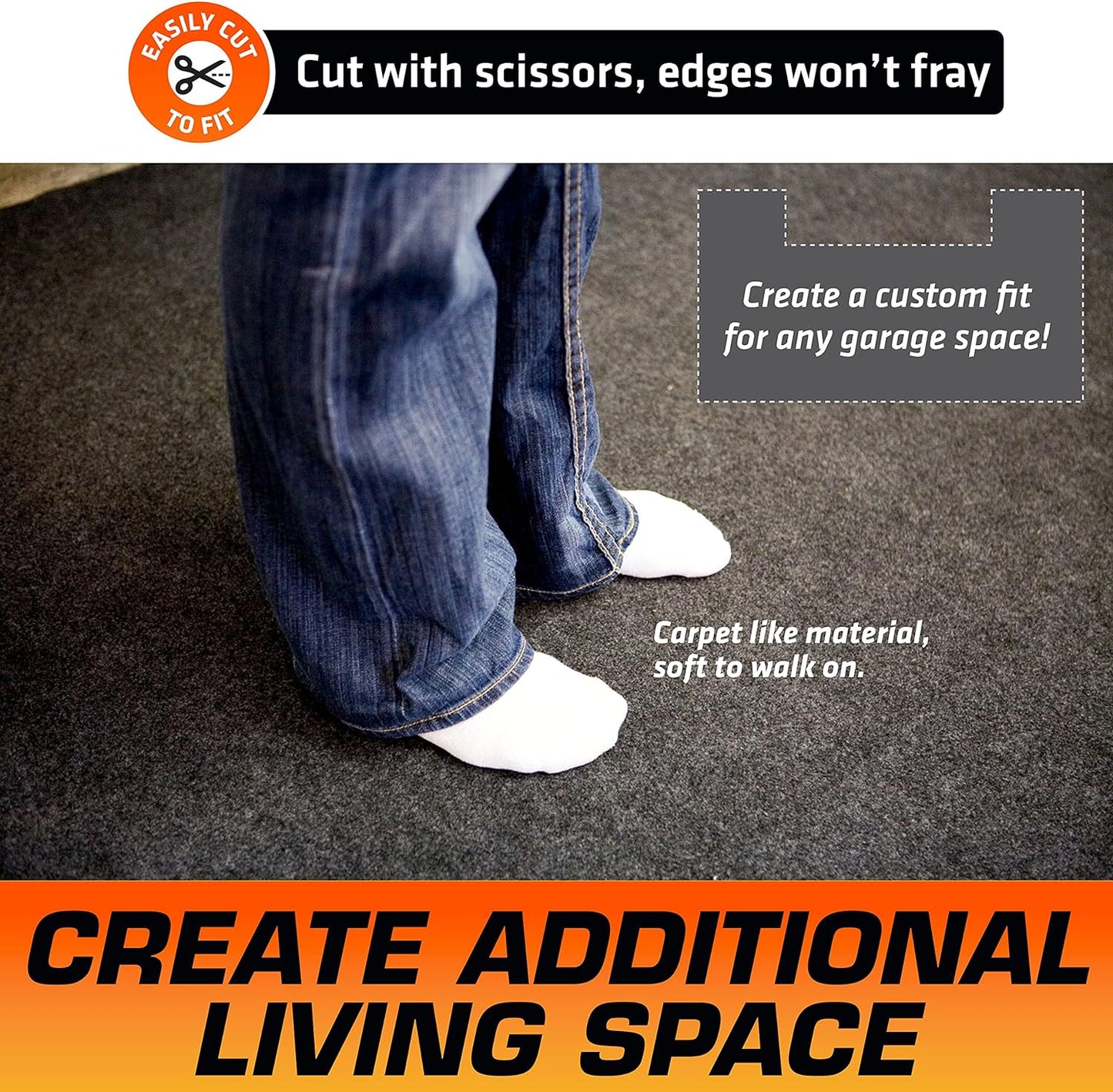 Armor All Premium Original Small Vehicle Garage Floor Mat, (8'4” x 7'4"), Protects Surfaces, Transforms Garage, Absorbent/Waterproof/Durable (Includes Double Sided Tape) (USA Made) (Charcoal)