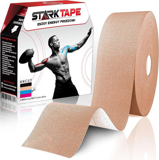 Original Kinesiology Athletic Tape. Professional Sports Tape for Ankle Wrist Knee Shoulder Muscles Joints. Latex Free, Waterproof, Stretchy, and Gentle on Skin. Up to 115 ft/Roll