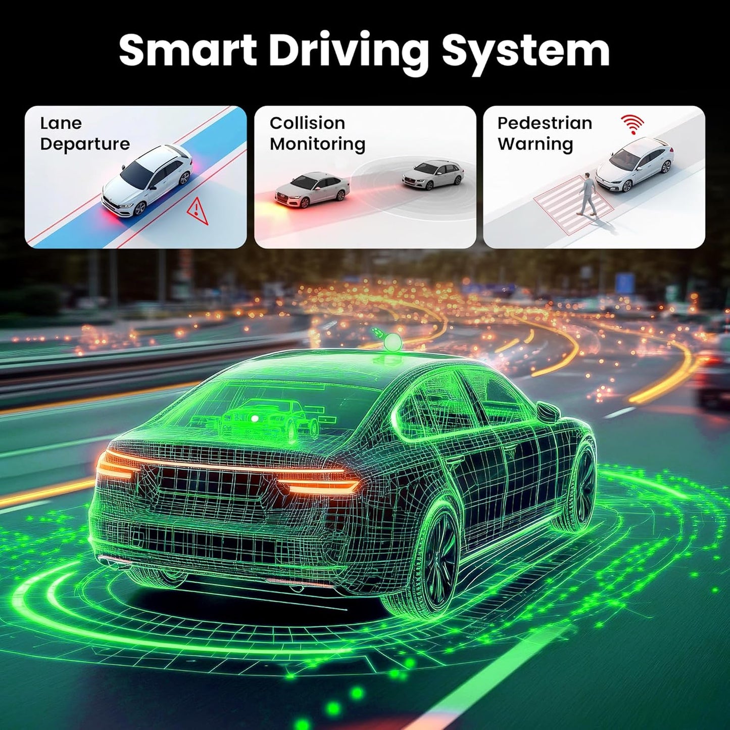 GEARit 4K Dual Dash Cam Front and Rear Camera with WiFi, GPS, Night Vision - 2 Channel Car Camera System with Supercapacitor, Parking Mode, Loop Recording & Free 64GB SD Card