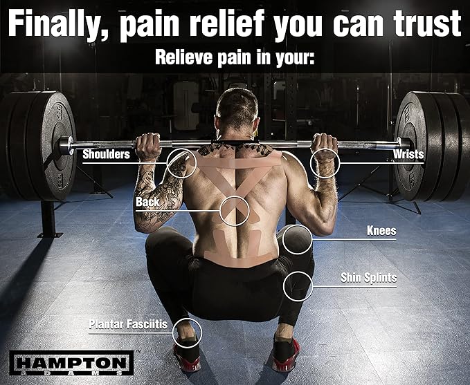 Hampton Adams | As Seen on Shark Tank | Elastic Kinesiology Tape (2-Pack) | Uncut Athletic Tape Supports & Protects Muscles Knees Shoulders & Plantar Fasciitis | Waterproof Hypoallergenic (Beige)