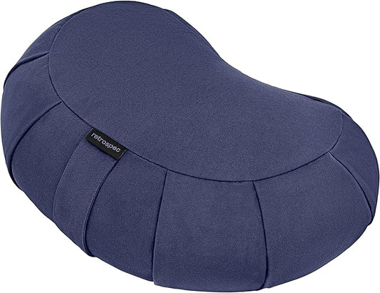 Retrospec Sedona Zafu Meditation Cushion With Buckwheat Hull Fill - Adjustable Yoga & Pilates Support Pillow - 17in Crescent Cotton Cover With Handle