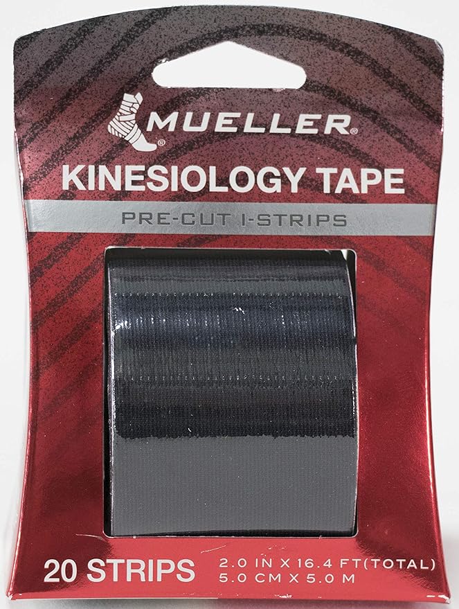 MUELLER Sports Medicine Kinesiology Therapeutic Tape, Quality Athletic Tape, Latex Free, 20 Pre-Cut I-Strips, 2" x 9.75" Each Strip