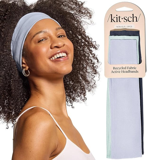 Kitsch Wide Headbands for Women - Fashion Sports Headband for Workout, Yoga, Gym, Running, Exercise | Stretchy Head Bands for Women’s Hair | Hair Accessories for Women - Garden Bouquet, 3pcs