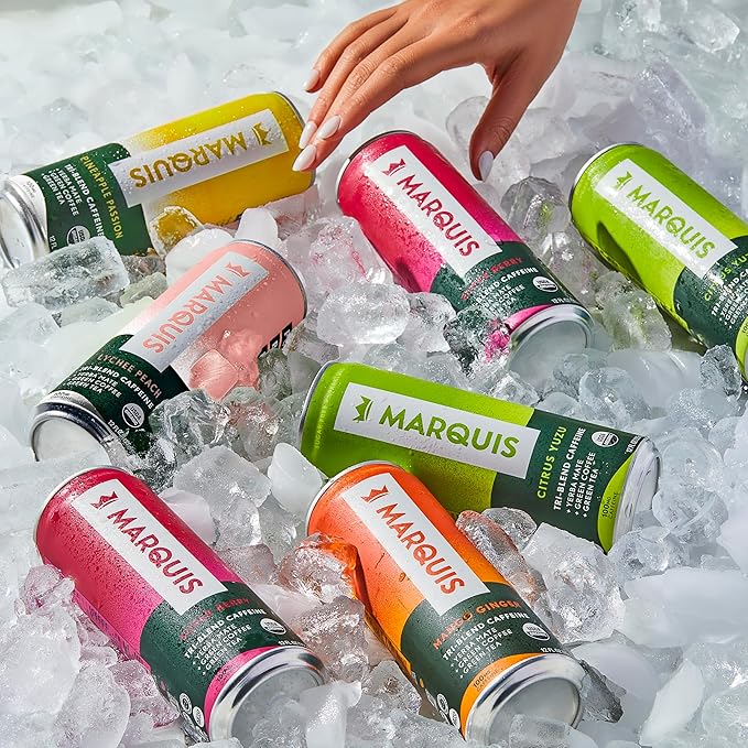 Marquis - Natural Energy Drink - Sugar Free - 0 Calories - 100mg of Organic Plant Based Caffeine - Yerba Mate - Green Tea - Vitamin C & B Vitamins - Vegan - 12 oz Cans - 12 Pack (Innovation Variety)