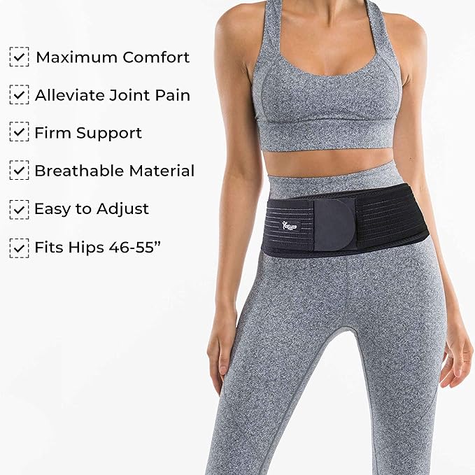 Posture Magic Sacroiliac SI Joint Support Belt for Women and Men - Reduce Sciatic, Pelvic, Lower Back and Leg Pain - Stabilize SI Joint (Plus (Hip Size 46-55"))
