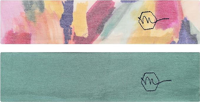 Maven Thread Women's 2" Wide Non Slip Sweat-Wicking Headband for Exercise and Yoga, 2-Pack