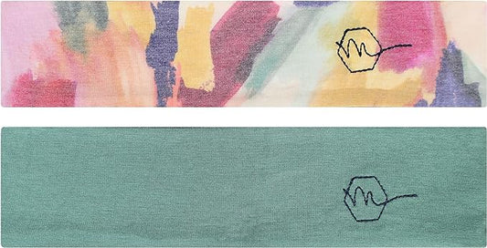 Maven Thread Women's 2" Wide Non Slip Sweat-Wicking Headband for Exercise and Yoga, 2-Pack