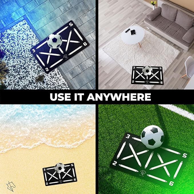 Soccer Training Mat - App with Video Modules Included, Ball Mastery Trainer, Football Footstep Equipment, Durable and High Performance Rubber, Gift for Boys and Girls